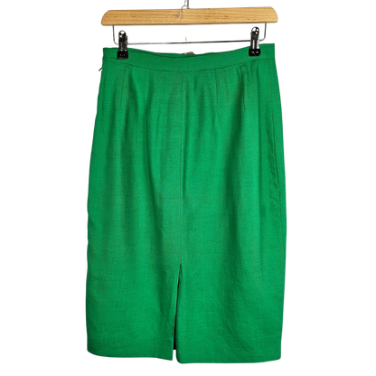 Fodera Green Pencil Skirt with Side Pleat