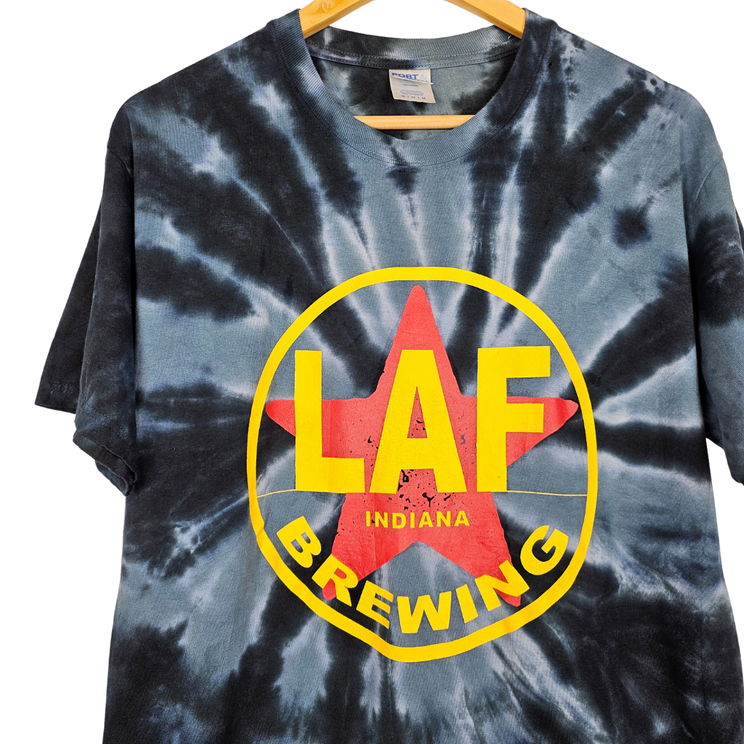 Laff Brewing Blue Grey Tie Dye T-Shirt - M