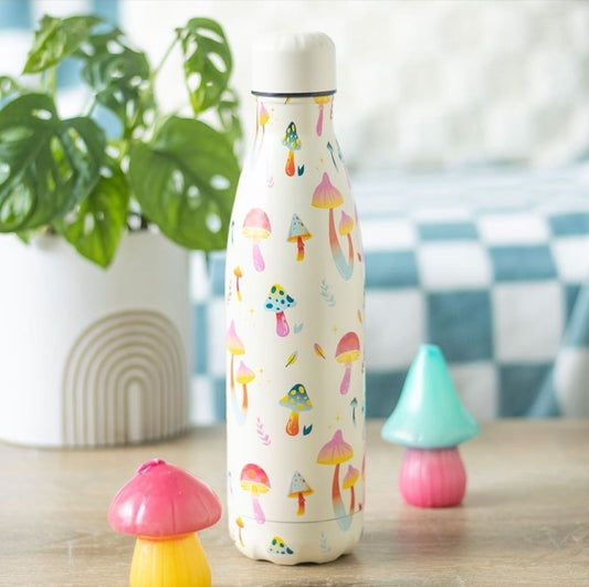 Mushroom Print Metal Water Bottle