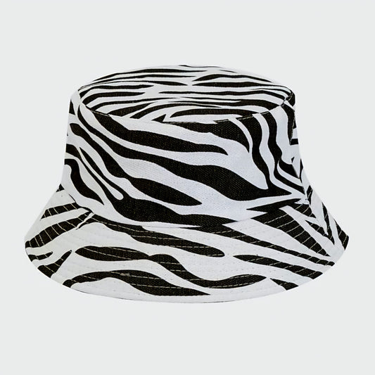 Zebra Print Textured Bucket Hat