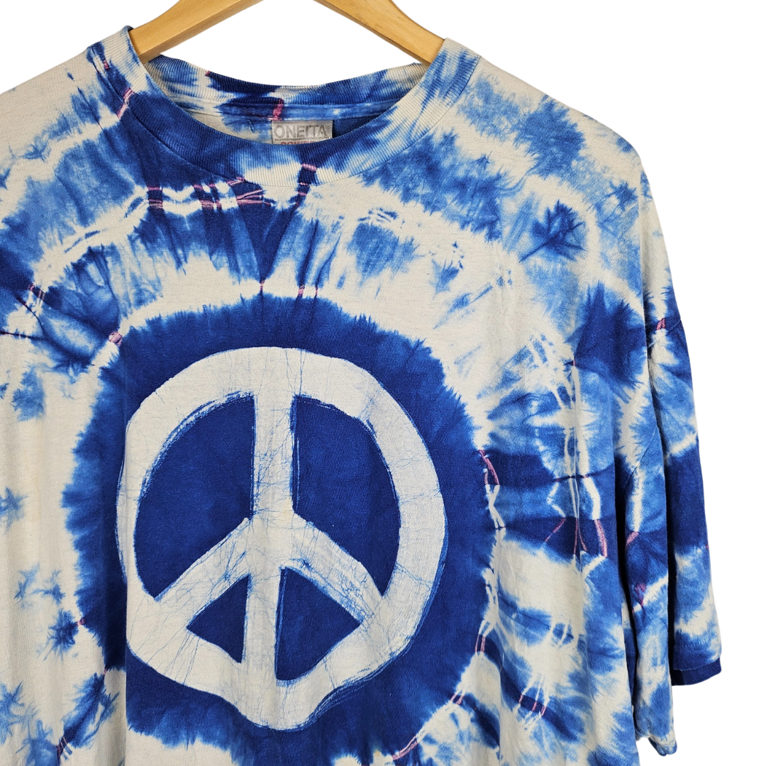 Oneita Peace Sign Tie Dye T-shirt - XL