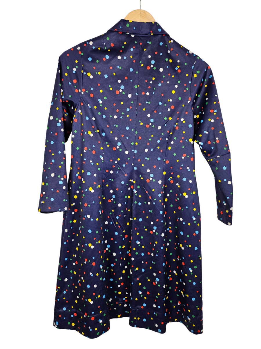 Colour Dot Navy A Line Dress