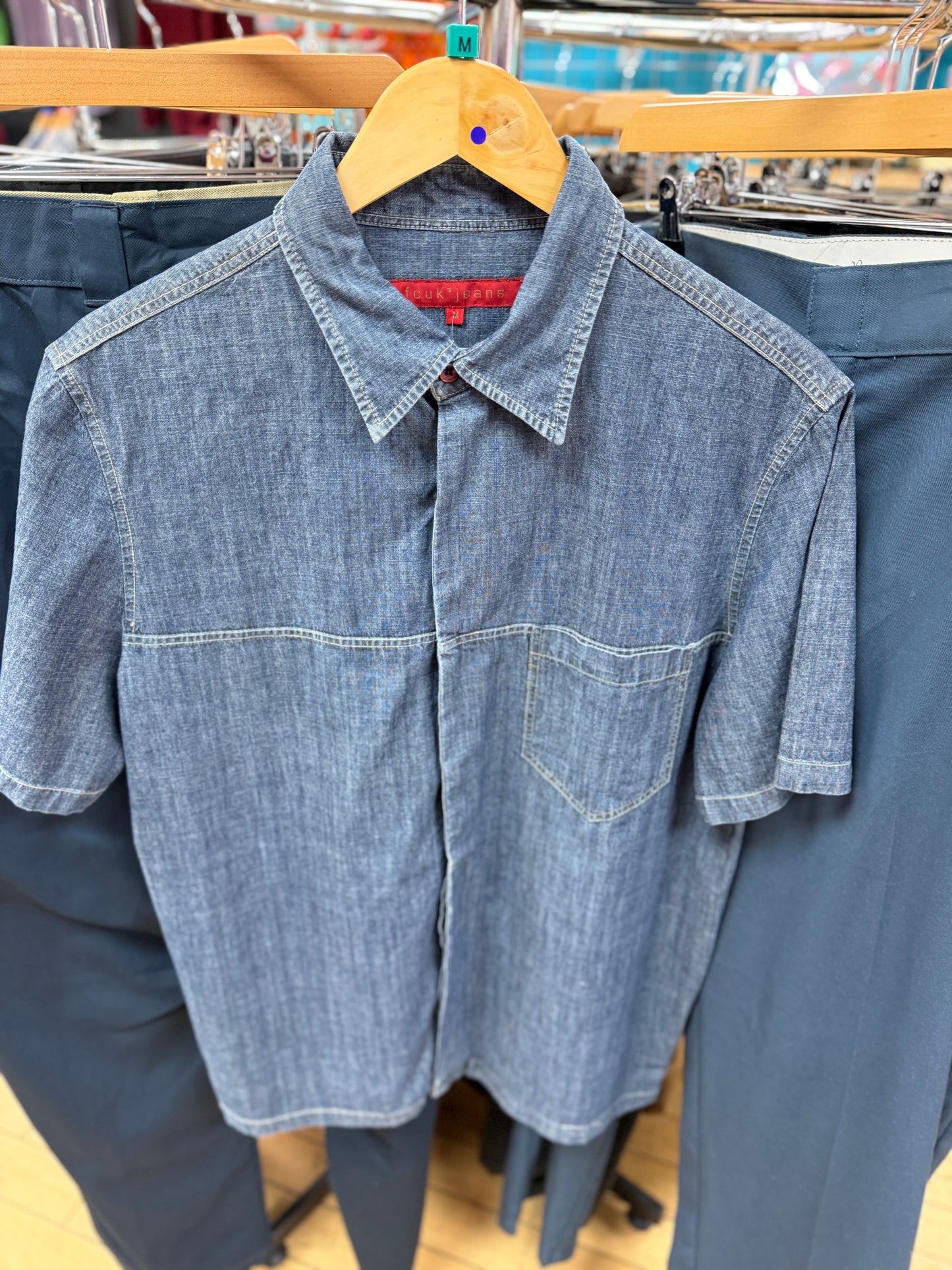 FCUK Denim Short Sleeved Shirt - M