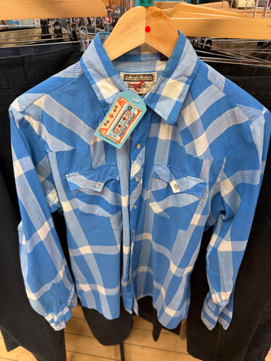 Blue Check Western Shirt - M