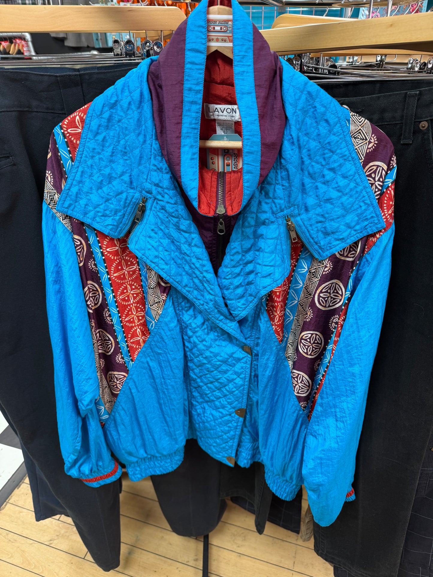 Quilted 80's Pattern Jacket - L