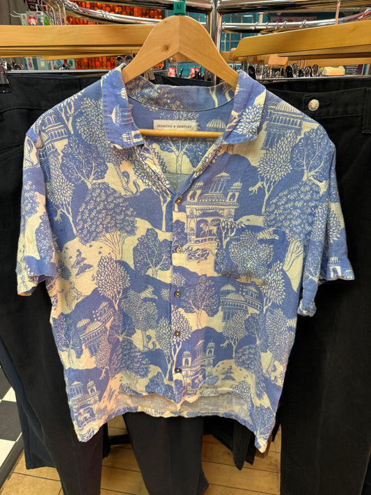 Desmond & Dempsey Parahi Print Linen Shirt - M