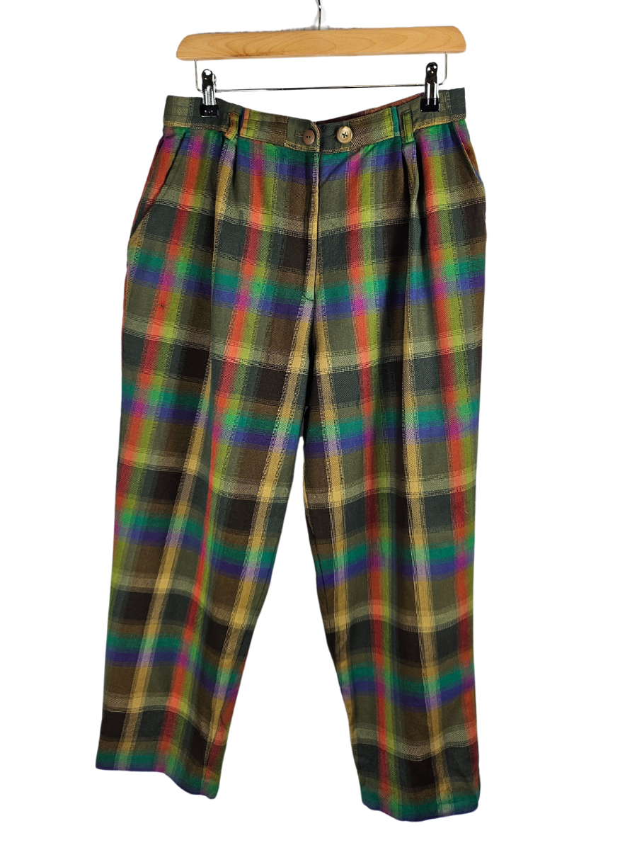 Brown and Rainbow Check Trousers