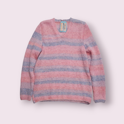Striped V neck jumper - S