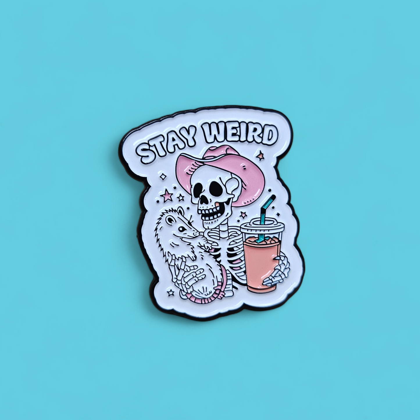 Stay Weird Skelton Pin