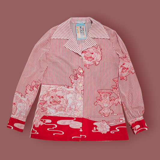 Madd Red and White Oriental Striped Shirt - XS