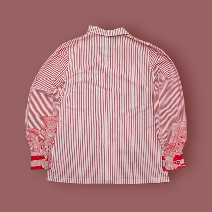 Madd Red and White Oriental Striped Shirt - XS