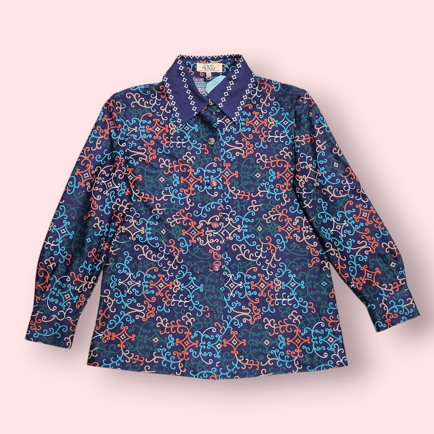Tokyo New Star Navy Multi Graphic Print Retro Shirt