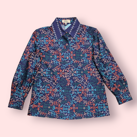 Tokyo New Star Navy Multi Graphic Print Retro Shirt