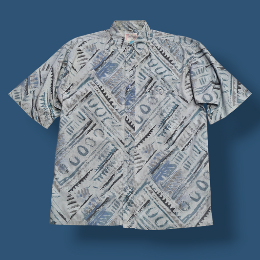 Retro Pattern Short-sleeved Shirt - L