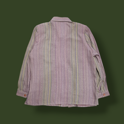 Fashion Selica Multi Stripe Retro Shirt with Shoulder Pads
